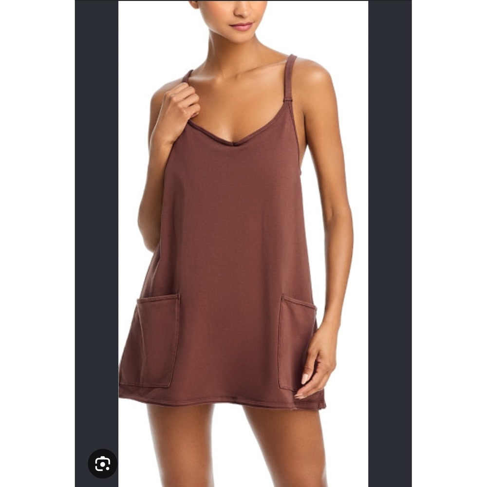 FP Movement Free People Hot Shot Mini Dress Romper Brown Large OB1895397